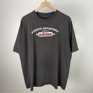 Vintage Adidas Athletic Department Y2K Black GREAT FADE T Shirt Size Boxy XL